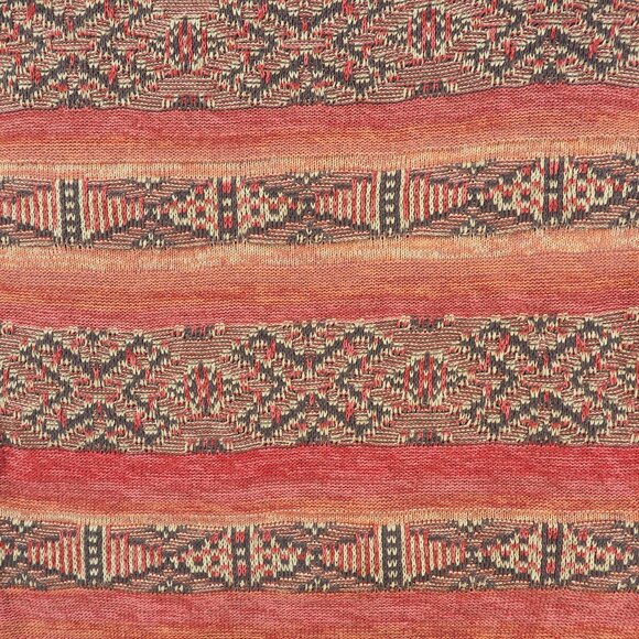 Chaps Denim Sweater Womens Large Rusty Orange Burgandy Red Southwest Aztec Boho - Picture 8 of 9